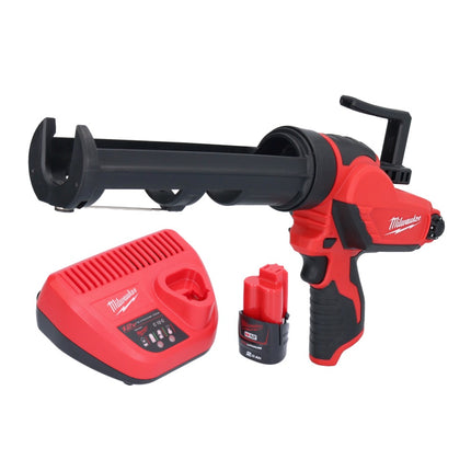 Milwaukee M12 PCG/310-201 Pistola de cartuchos a batería 12 V 310 ml + 1 batería 2,0 Ah + cargador