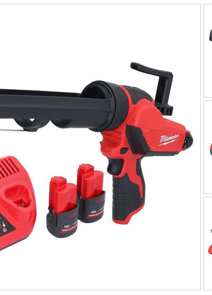 Pistola de cartuchos a batería Milwaukee M12 PCG/310-252 12 V 310 ml + 2x baterías 2,5 Ah + cargador