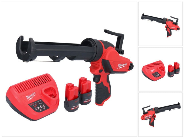 Milwaukee M12 PCG/310-252 cordless cartridge gun 12 V 310 ml + 2x battery 2.5 Ah + charger