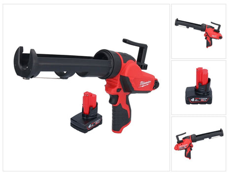 Milwaukee M12 PCG/310-401 Akku Kartuschenpresse 12 V 310 ml + 1x Akku 4,0 Ah - ohne Ladegerät