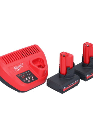 Pistola de cartuchos a batería Milwaukee M12 PCG/310-502 12 V 310 ml + 2x baterías 5,0 Ah + cargador