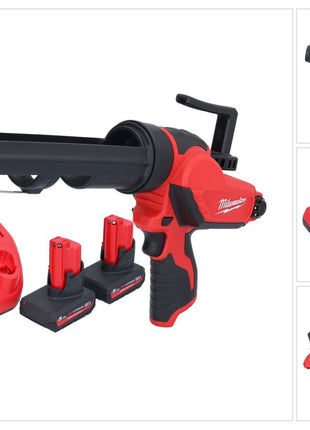 Pistola de cartuchos a batería Milwaukee M12 PCG/310-502 12 V 310 ml + 2x baterías 5,0 Ah + cargador