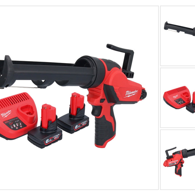 Pistola de cartuchos a batería Milwaukee M12 PCG/310-602 12 V 310 ml + 2x baterías 6,0 Ah + cargador