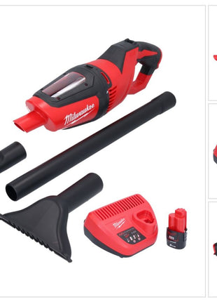 Aspirador a batería Milwaukee M12 HV-201 12 V + 1x batería 2,0 Ah + cargador