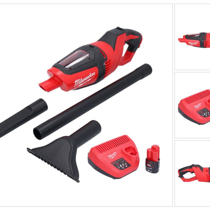 Aspirador a batería Milwaukee M12 HV-201 12 V + 1x batería 2,0 Ah + cargador