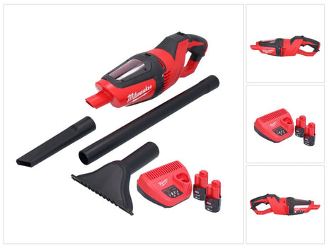 Aspirador a batería Milwaukee M12 HV-202 12 V + 2x baterías 2.0 Ah + cargador