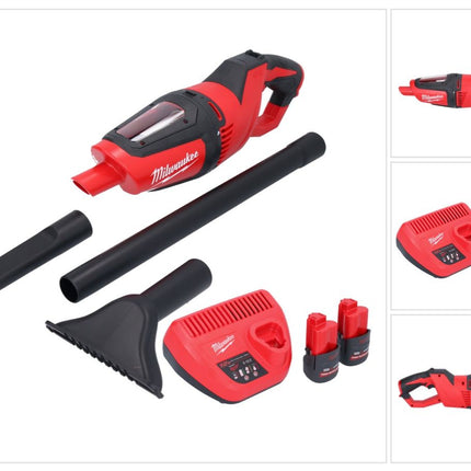 Aspirador a batería Milwaukee M12 HV-252 12 V + 2x baterías 2,5 Ah + cargador