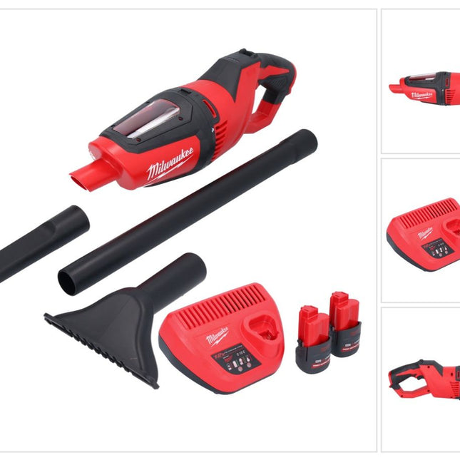 Aspirador a batería Milwaukee M12 HV-252 12 V + 2x baterías 2,5 Ah + cargador
