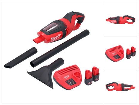 Aspirador a batería Milwaukee M12 HV-252 12 V + 2x baterías 2,5 Ah + cargador