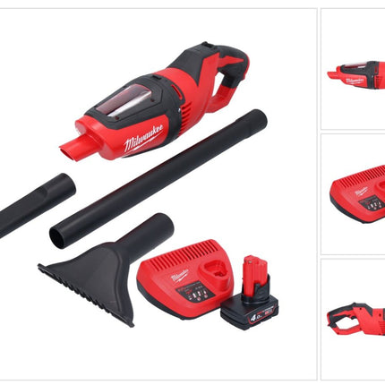 Aspirador a batería Milwaukee M12 HV-401 12 V + 1x batería 4,0 Ah + cargador