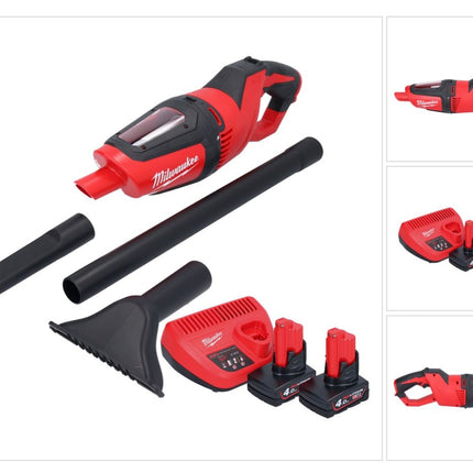 Aspirador a batería Milwaukee M12 HV-402 12 V + 2x baterías 4,0 Ah + cargador