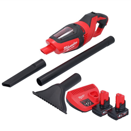 Aspirador a batería Milwaukee M12 HV-402 12 V + 2x baterías 4,0 Ah + cargador