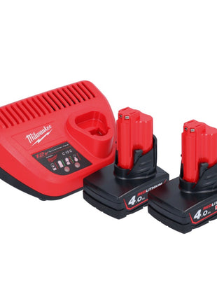 Aspirador a batería Milwaukee M12 HV-402 12 V + 2x baterías 4,0 Ah + cargador