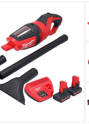 Aspirador de batería Milwaukee M12 HV-502 12 V + 2x baterías 5,0 Ah + cargador