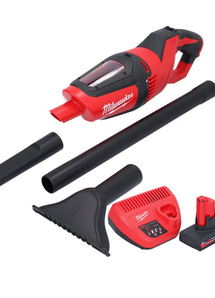 Aspirador de batería Milwaukee M12 HV-502 12 V + 2x baterías 5,0 Ah + cargador