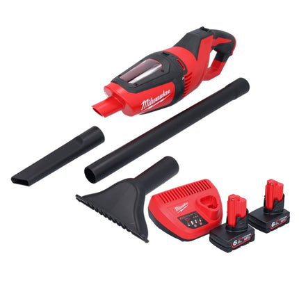 Aspirador a batería Milwaukee M12 HV-602 12 V + 2x baterías 6,0 Ah + cargador