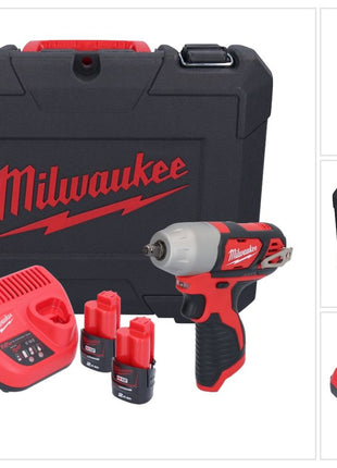 Milwaukee M12 BIW38-202C akumulatorowy klucz udarowy 12 V 135 Nm 3/8˝ ( 4933443899 ) + 2x akumulator 2,0 Ah + ładowarka + walizka