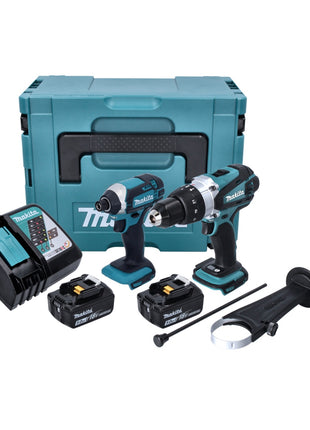 Makita DLX 2145 TJ Twin Pack 18V Akku Schlagbohrschrauber + Akku Schlagschrauber + 2x Akku 5,0Ah + Ladegerät + Makpac - Toolbrothers