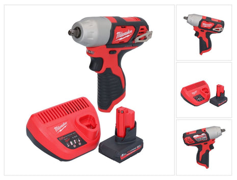 Llave de impacto inalámbrica Milwaukee M12 BIW38-501 12 V 135 Nm 3/8˝ + 1x batería 5,0 Ah + cargador