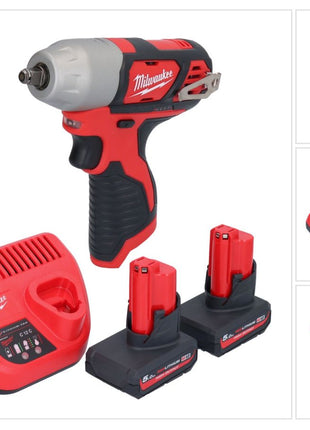 Milwaukee M12 BIW38-502 Clé à choc sans fil 12 V 135 Nm 3/8 + 2x batterie 5,0 Ah + chargeur