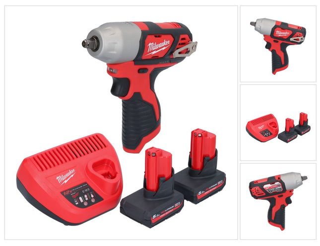 Milwaukee M12 BIW38-502 Llave de impacto sin cable 12 V 135 Nm 3/8" + 2x batería recargable 5.0 Ah + cargador