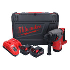 Martillo combinado a batería Milwaukee M18 ONEFHX-402X 18 V 2,5 J SDS-Plus sin escobillas + 2x batería 4,0 Ah + cargador + caja HD