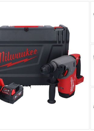 Martillo combinado a batería Milwaukee M18 ONEFHX-501X 18 V 2,5 J SDS-Plus sin escobillas + 1x batería 5,0 Ah + cargador + caja HD