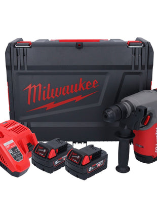 Martillo combinado a batería Milwaukee M18 ONEFHX-502X 18 V 2,5 J SDS-Plus sin escobillas + 2x baterías 5,0 Ah + cargador + caja HD