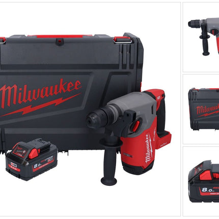Marteau combiné à batterie Milwaukee M18 ONEFHX-801X 18 V 2,5 J SDS-Plus brushless + 1x batterie 8,0 Ah + boîtier HD - sans chargeur