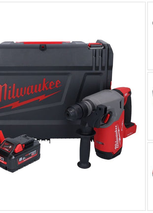 Milwaukee M18 ONEFHX-801X Akumulatorowy młot udarowo-obrotowy 18 V 2,5 J SDS-Plus Brushless + 1x akumulator 8,0 Ah + ładowarka + skrzynka HD