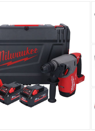 Marteau combiné à batterie Milwaukee M18 ONEFHX-802X 18 V 2,5 J SDS-Plus brushless + 2x batterie 8,0 Ah + chargeur + boîtier HD