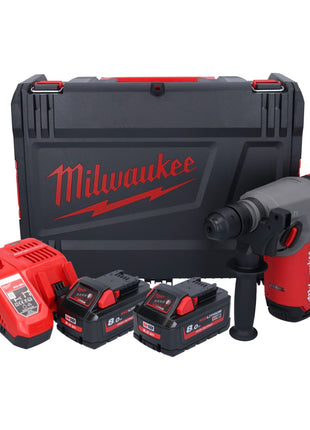 Marteau combiné à batterie Milwaukee M18 ONEFHX-802X 18 V 2,5 J SDS-Plus brushless + 2x batterie 8,0 Ah + chargeur + boîtier HD