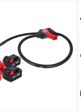 Vibrateur à béton sur batterie Milwaukee M18 FCVN24-502 18 V 2,4 m sans balais + 2x batterie 5,0 Ah + chargeur