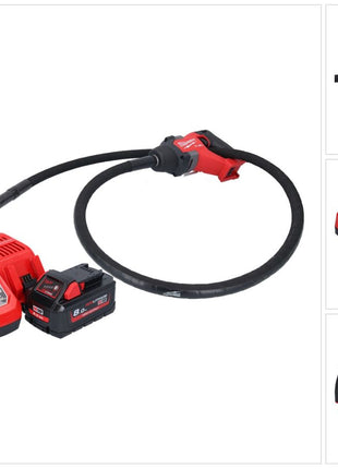 Vibrateur à béton sur batterie Milwaukee M18 FCVN24-801 18 V 2,4 m sans balais + 1x batterie 8,0 Ah + chargeur