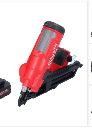 Clavadora a batería Milwaukee M18 FFN-301 18 V 50 - 90 mm sin escobillas + 1x batería 3,0 Ah - sin cargador