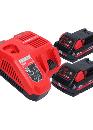 Cloueur à batterie Milwaukee M18 FFN-302 18 V 50 - 90 mm sans balais + 2x batteries 3,0 Ah + chargeur