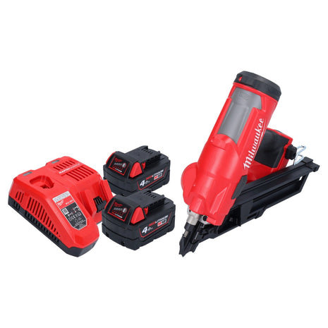 Clavadora a batería Milwaukee M18 FFN-402 18 V 50 - 90 mm sin escobillas + 2x baterías 4,0 Ah + cargador