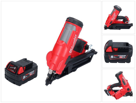 Clavadora a batería Milwaukee M18 FFN-501 18 V 50 - 90 mm sin escobillas + 1x batería 5,0 Ah - sin cargador