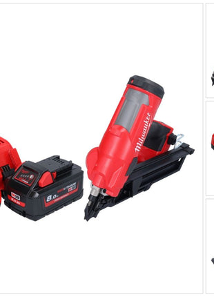 Milwaukee M18 FFN-801 Cloueur sans fil 18 V 50 - 90 mm Brushless + 1x batterie 8,0 Ah + chargeur