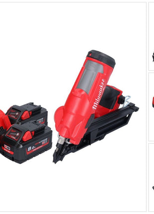 Milwaukee M18 FFN-802 Cloueur sans fil 18 V 50 - 90 mm Brushless + 2x batterie 8,0 Ah + chargeur