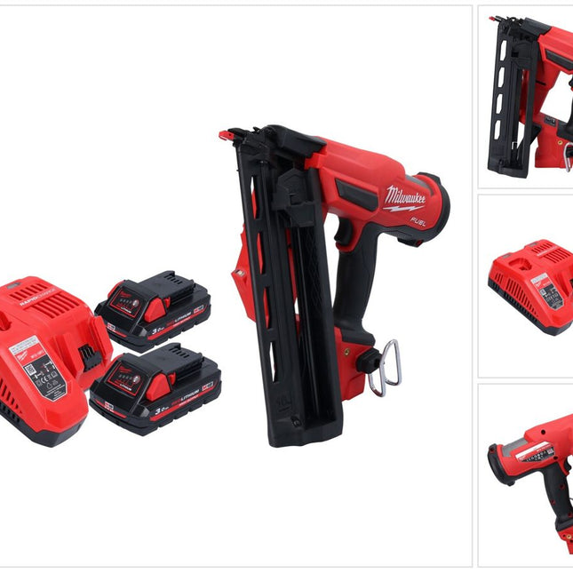 Clavadora a batería Milwaukee M18 FN16GA-302 18 V 32 - 64 mm sin escobillas + 2x baterías 3,0 Ah + cargador