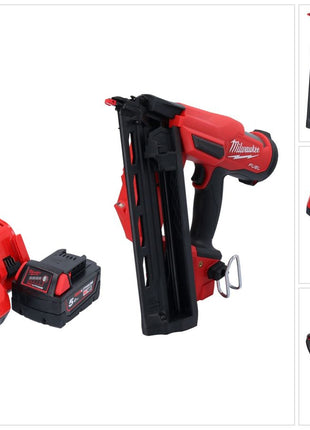 Clavadora a batería Milwaukee M18 FN16GA-501 18 V 32 - 64 mm sin escobillas + 1x batería 5,0 Ah + cargador