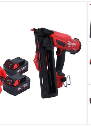 Milwaukee M18 FN16GA-502 Akku Nagler 18 V 32 - 64 mm Brushless + 2x Akku 5,0 Ah + Ladegerät