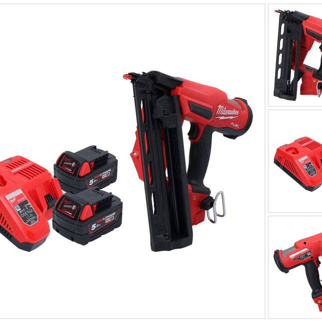 Milwaukee M18 FN16GA-502 Clavadora sin cable 18 V 32 - 64 mm sin escobillas + 2x batería 5.0 Ah + cargador