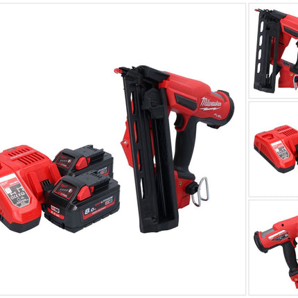 Milwaukee M18 FN16GA-802 Akku Nagler 18 V 32 - 64 mm Brushless + 2x Akku 8,0 Ah + Ladegerät