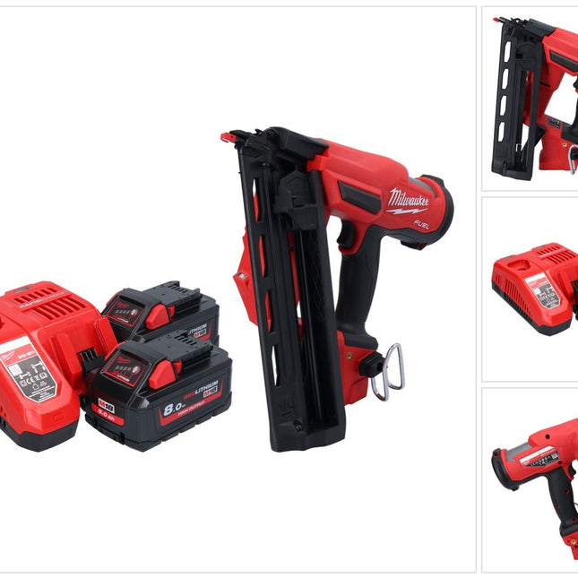 Milwaukee M18 FN16GA-802 Cloueur sans fil 18 V 32 - 64 mm Brushless + 2x batterie 8,0 Ah + chargeur