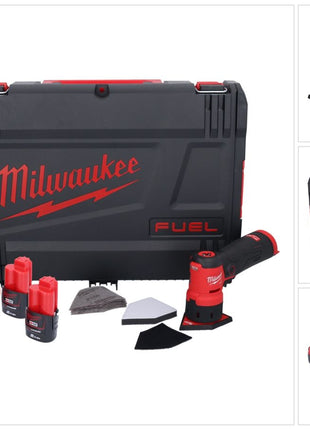 Meuleuse à pointes sur batterie Milwaukee M12 FDSS-202X 12 V 88,8 x 63,5 mm sans balais + 2x batterie 2,0 Ah + chargeur + boîtier HD