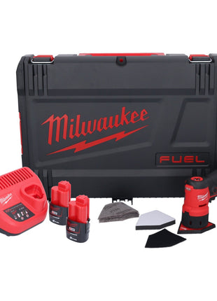 Meuleuse à pointes sur batterie Milwaukee M12 FDSS-202X 12 V 88,8 x 63,5 mm sans balais + 2x batterie 2,0 Ah + chargeur + boîtier HD