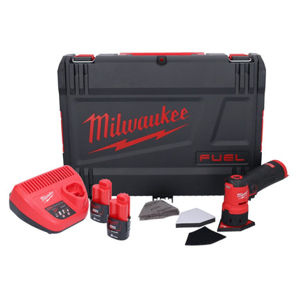 Amoladora puntual de batería Milwaukee M12 FDSS-202X 12 V 88,8 x 63,5 mm sin escobillas + 2x batería 2,0 Ah + cargador + caja HD