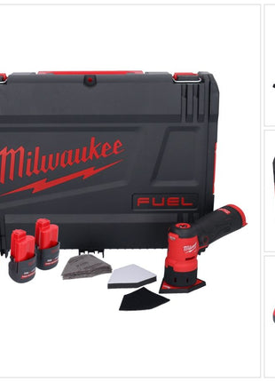 Meuleuse à pointes sur batterie Milwaukee M12 FDSS-252X 12 V 88,8 x 63,5 mm sans balais + 2x batterie 2,5 Ah + chargeur + boîtier HD